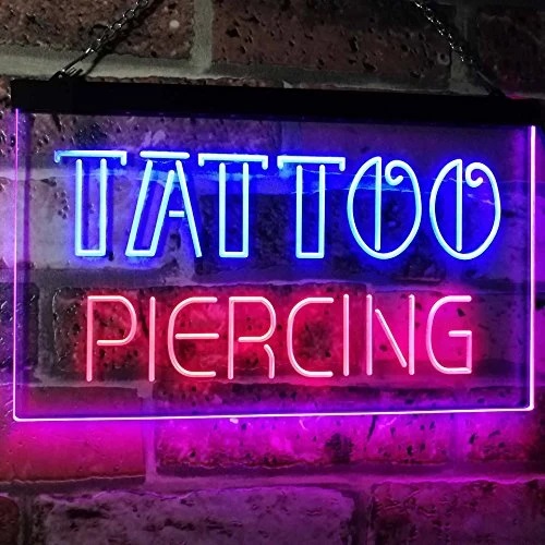 Tattoo Piercing Dual LED Neon Light Sign